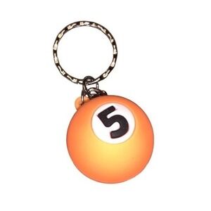 Billiard Ball Keychain Number‎ 5 Pool Keyring Kids Backpack Charm